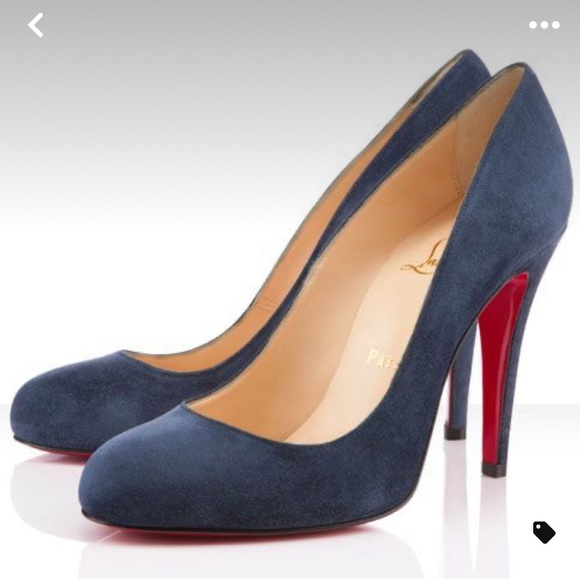 Christian Louboutin RonRon 100mm gorgeous Suede in Navy  Sz 8 - Picture 10 of 12